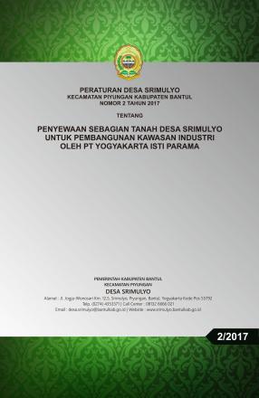 Peraturan Desa Srimulyo Nomor 2 Tahun 2017 tentang Penyewaan Sebagian Tanah Desa Srimulyo untuk Pemb